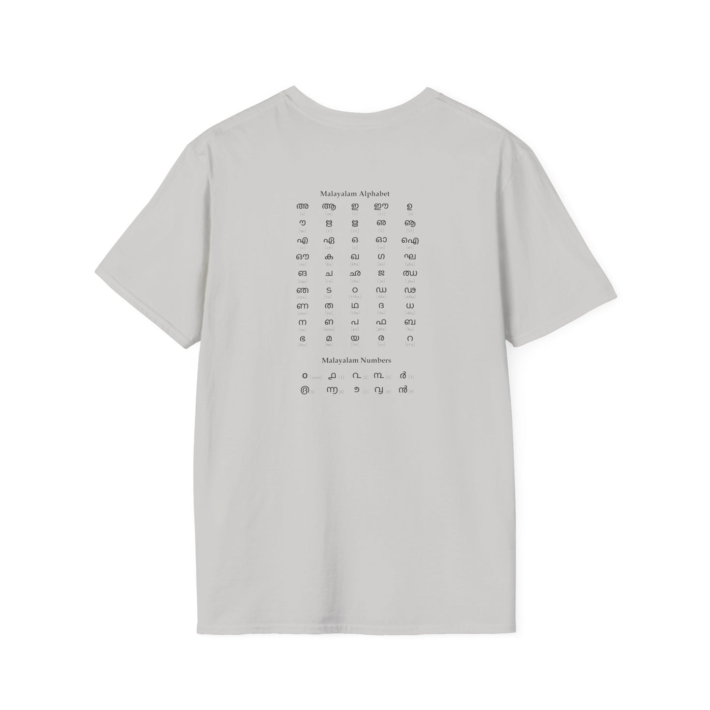 Old Malayalam Alphabet - Backprint T Shirt