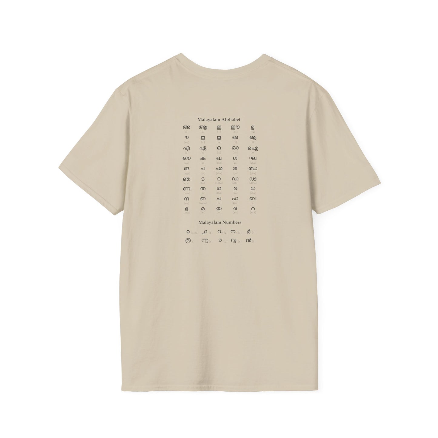 Old Malayalam Alphabet - Backprint T Shirt