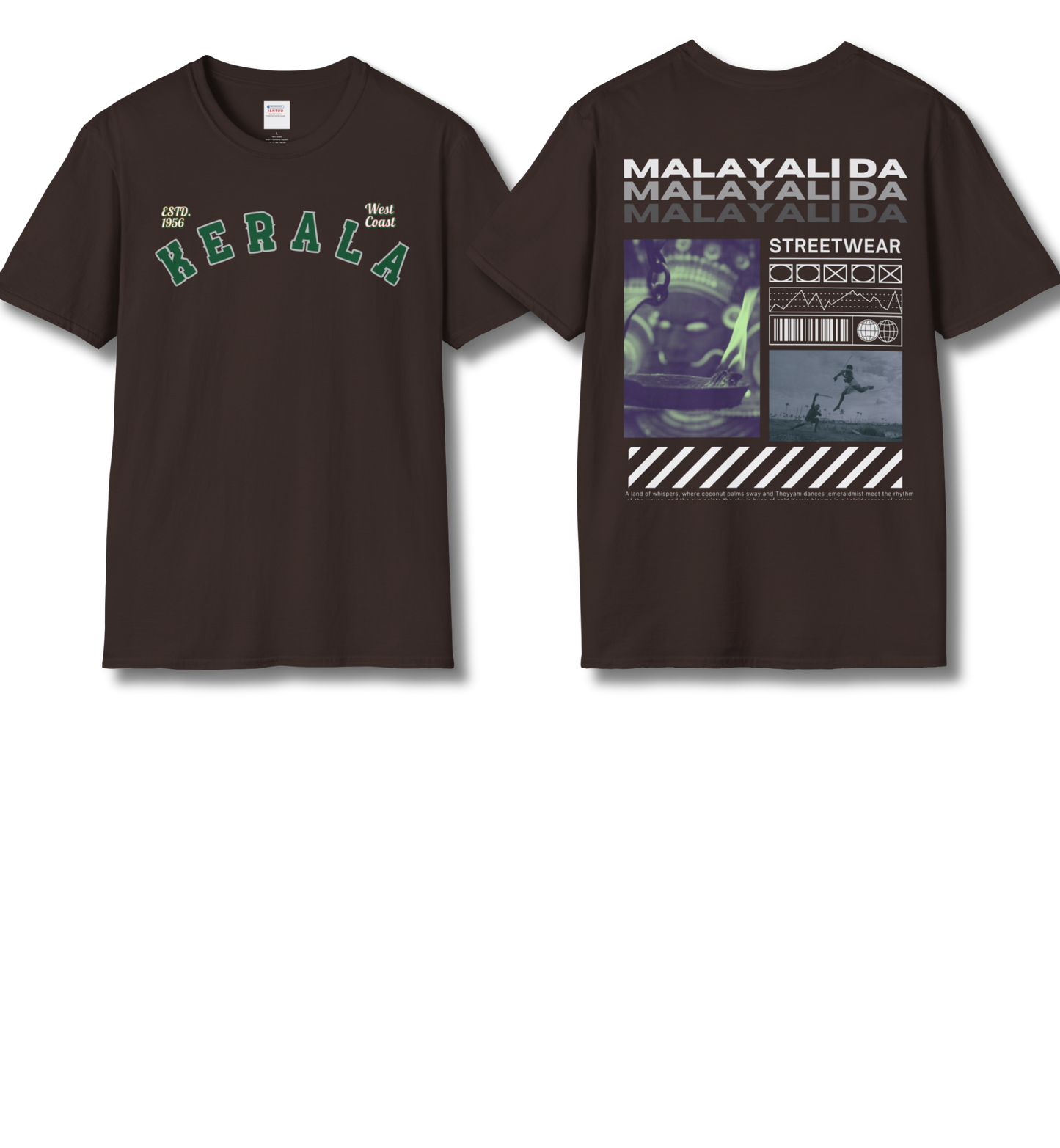 Kerala & Malayali Da - Backprint T Shirt