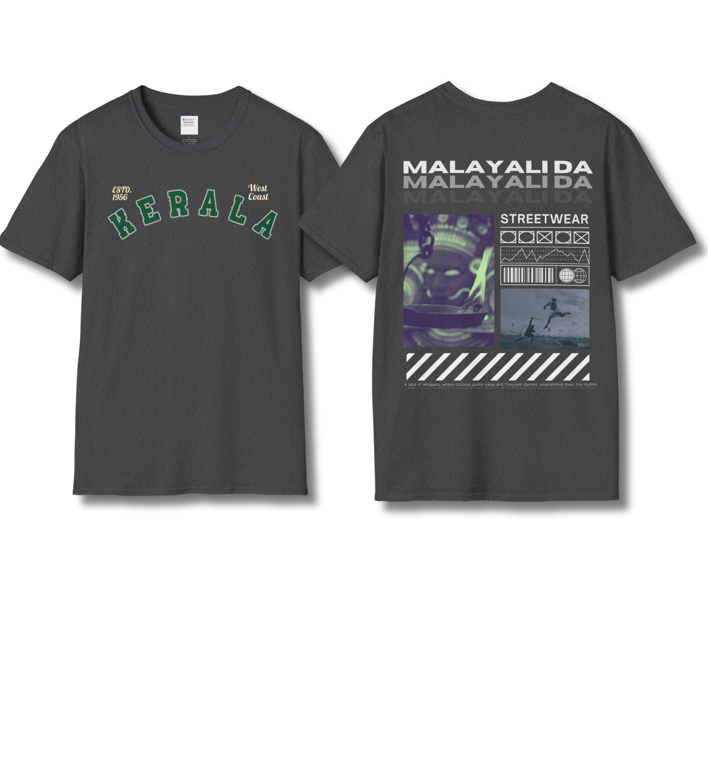 Kerala & Malayali Da - Backprint T Shirt