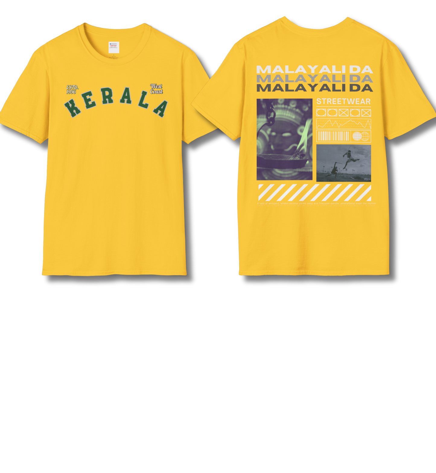 Kerala & Malayali Da - Backprint T Shirt