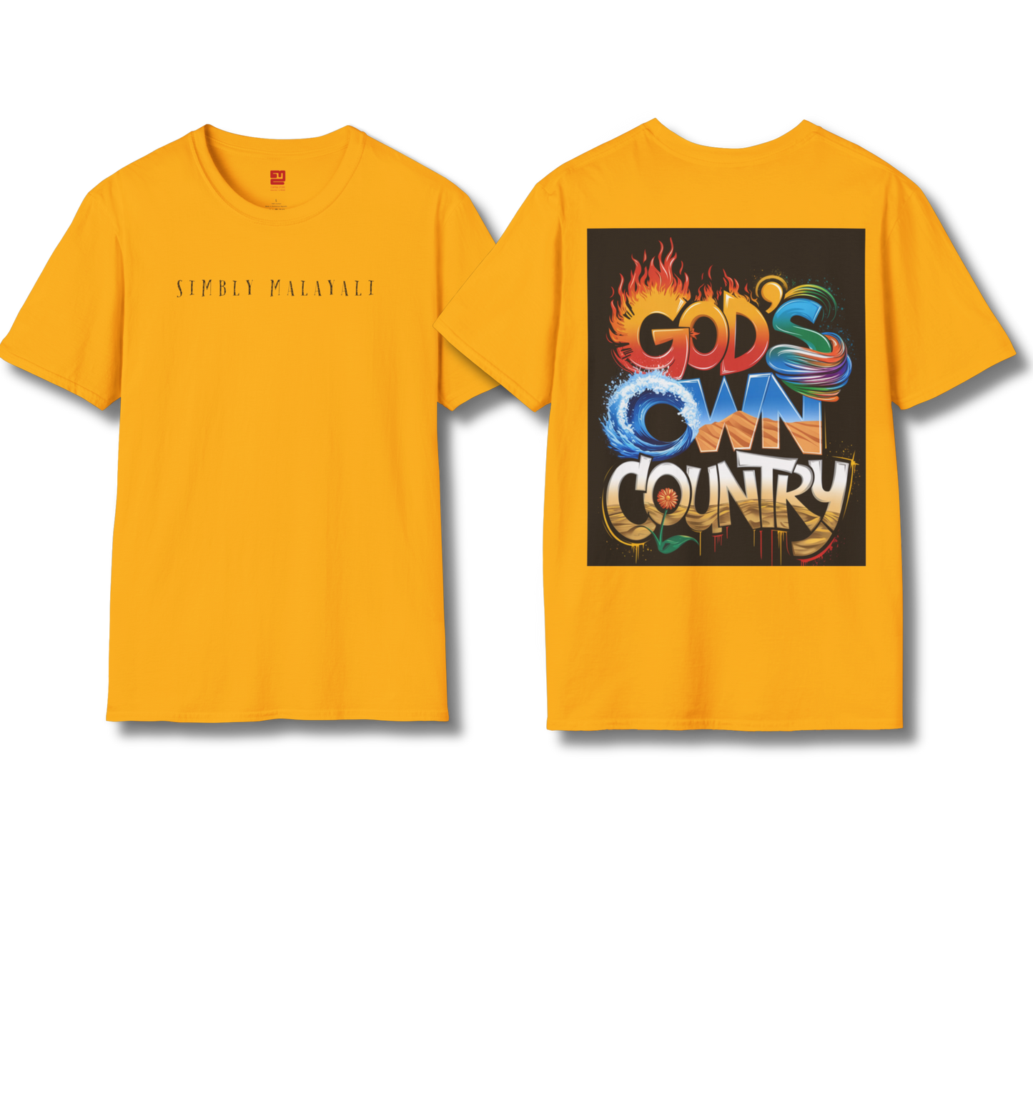 Simbly Malayali & God's Own Country Front & Back print - T Shirt