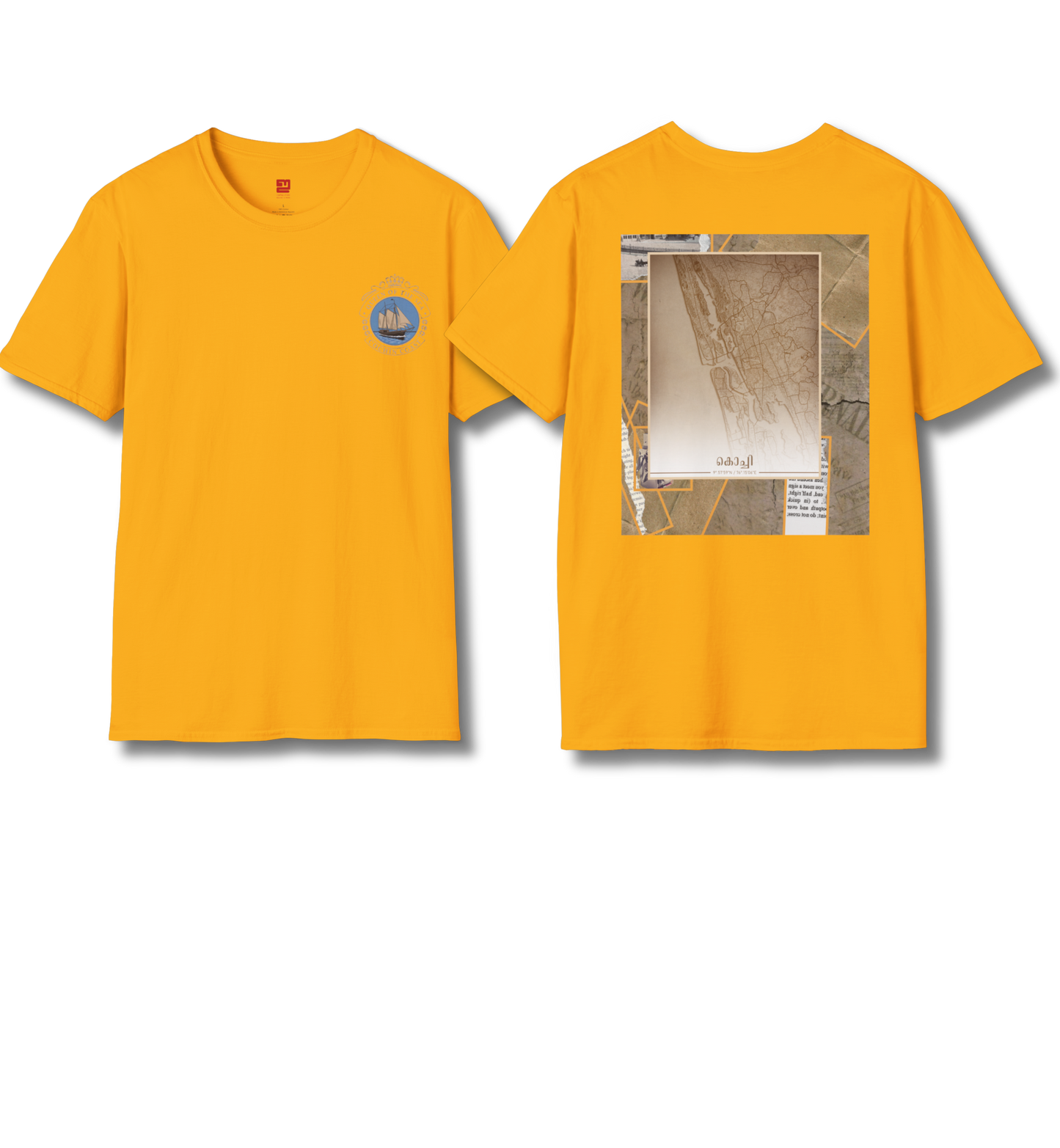 Kochi Queen & Vintage Map Front & Backprint - T Shirt