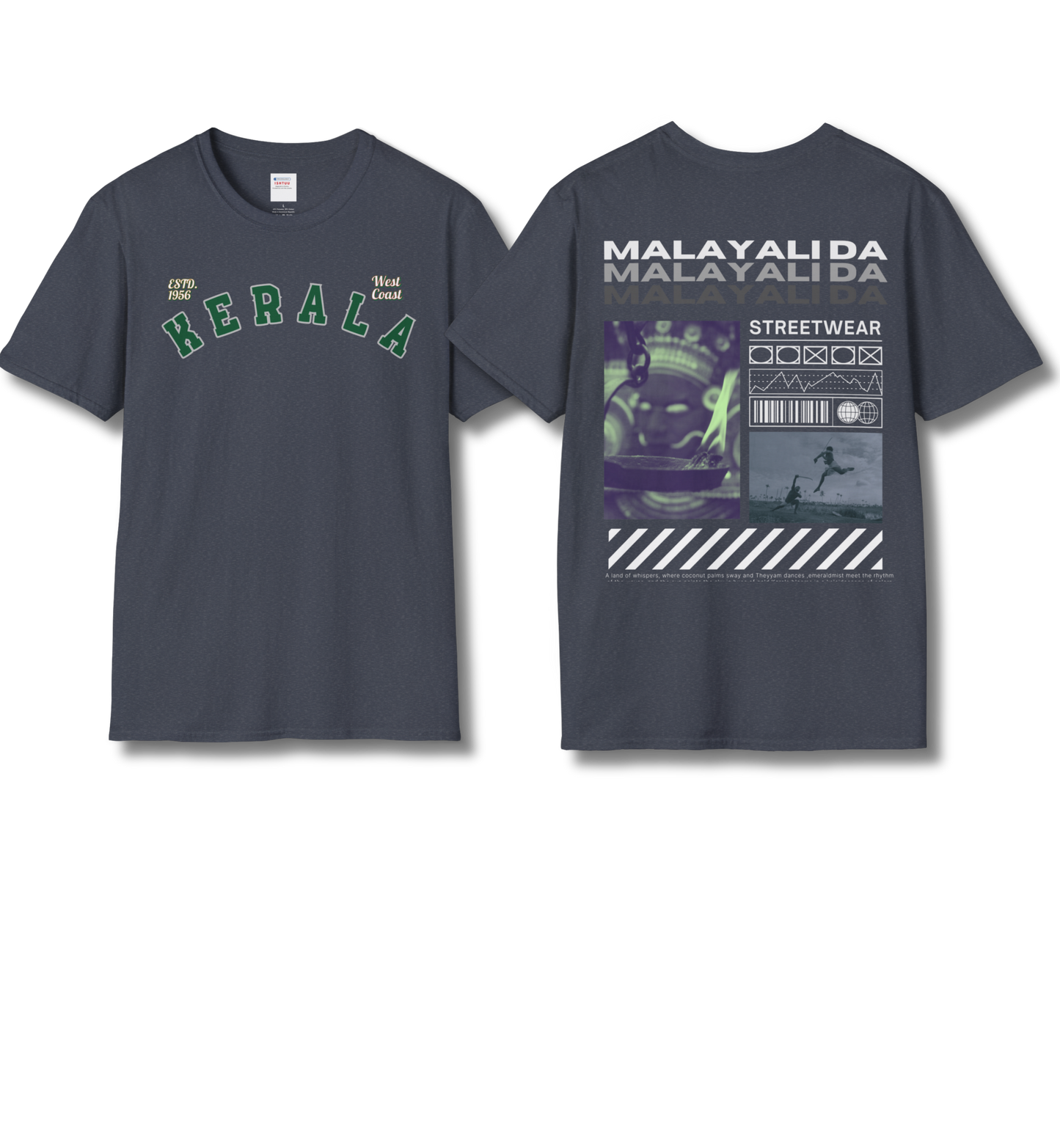 Kerala & Malayali Da - Backprint T Shirt