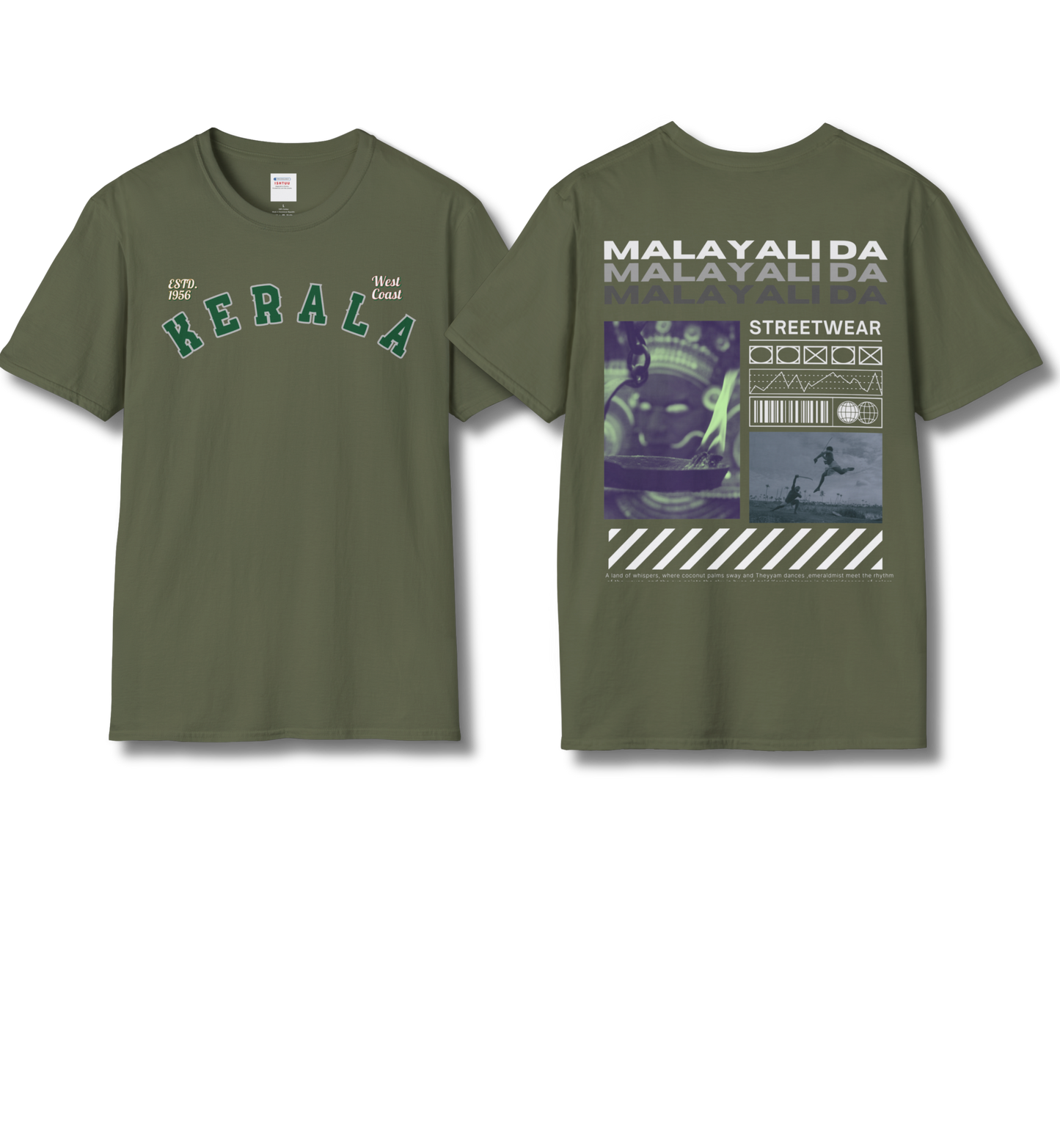 Kerala & Malayali Da - Backprint T Shirt