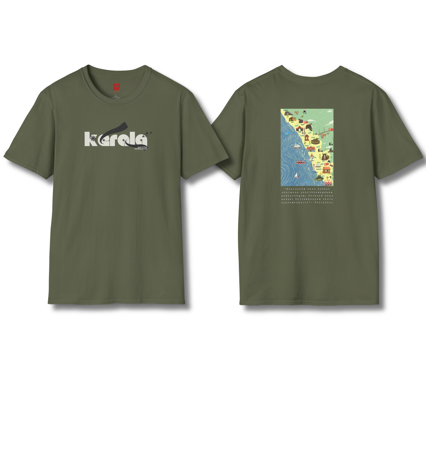 Kerala & Keralam Abhimanam Front & Backprint - T Shirt