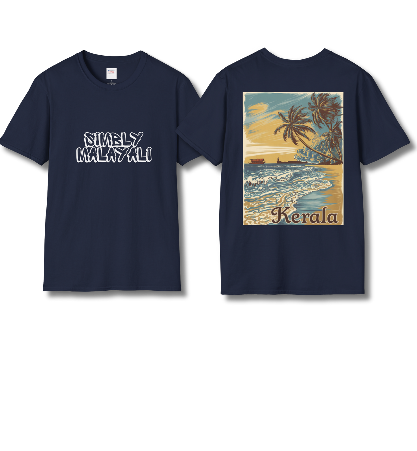 Simbly Malayali & Kerala Beach Front & Backprint - T Shirt