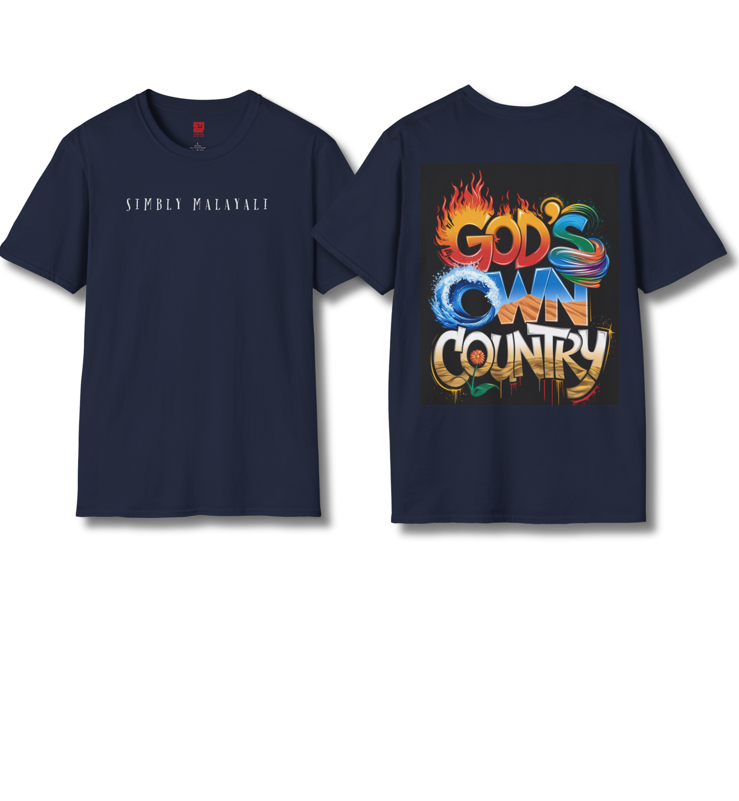 Simbly Malayali & God's Own Country Front & Back print - T Shirt