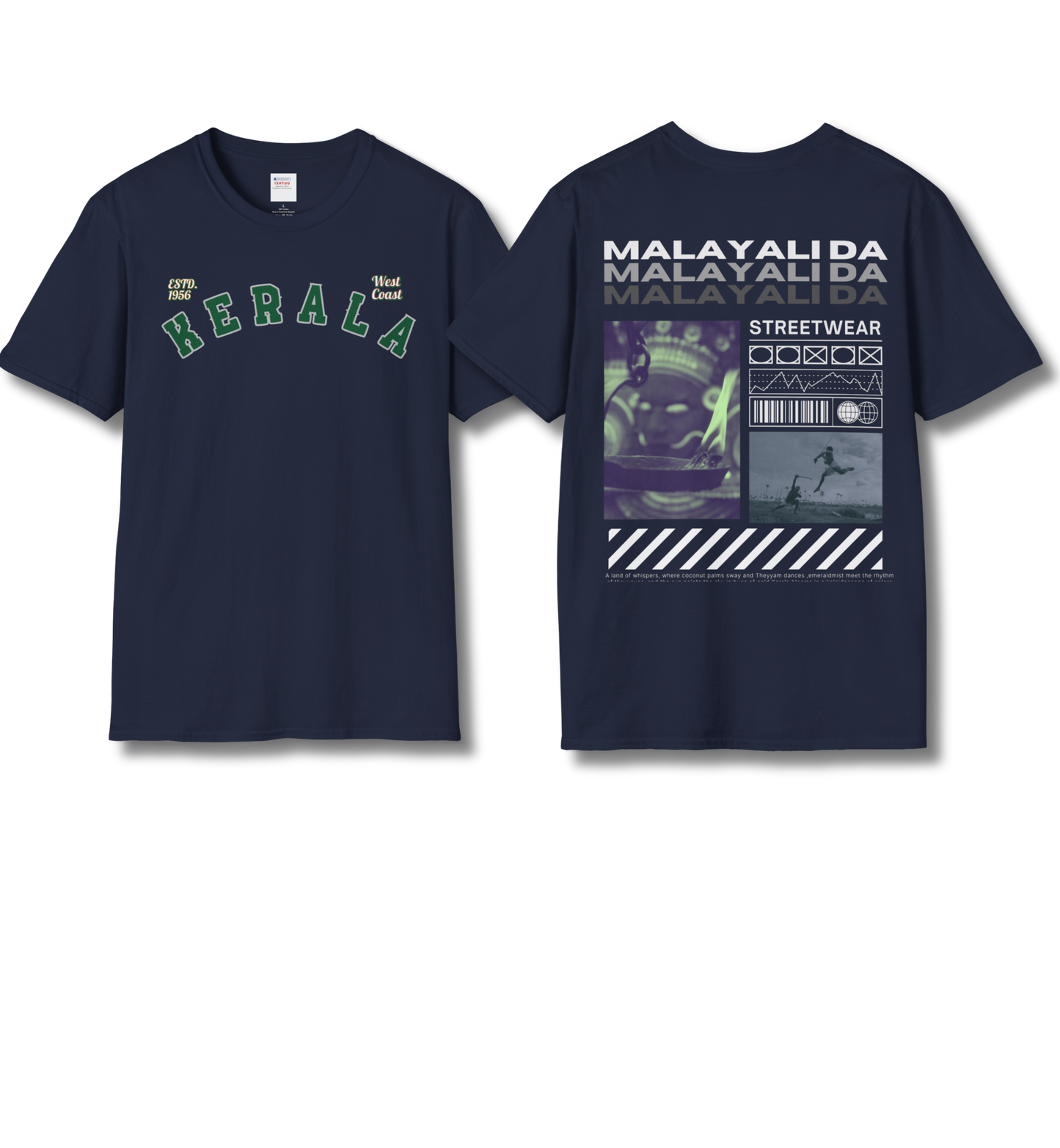 Kerala & Malayali Da - Backprint T Shirt