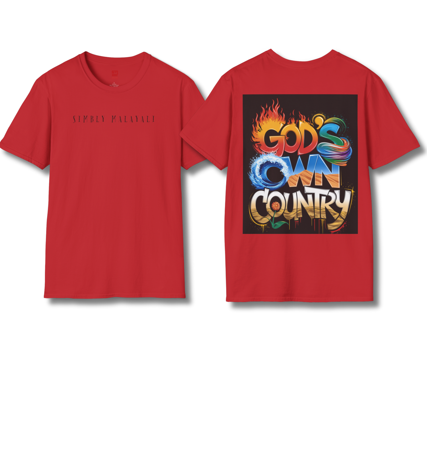 Simbly Malayali & God's Own Country Front & Back print - T Shirt