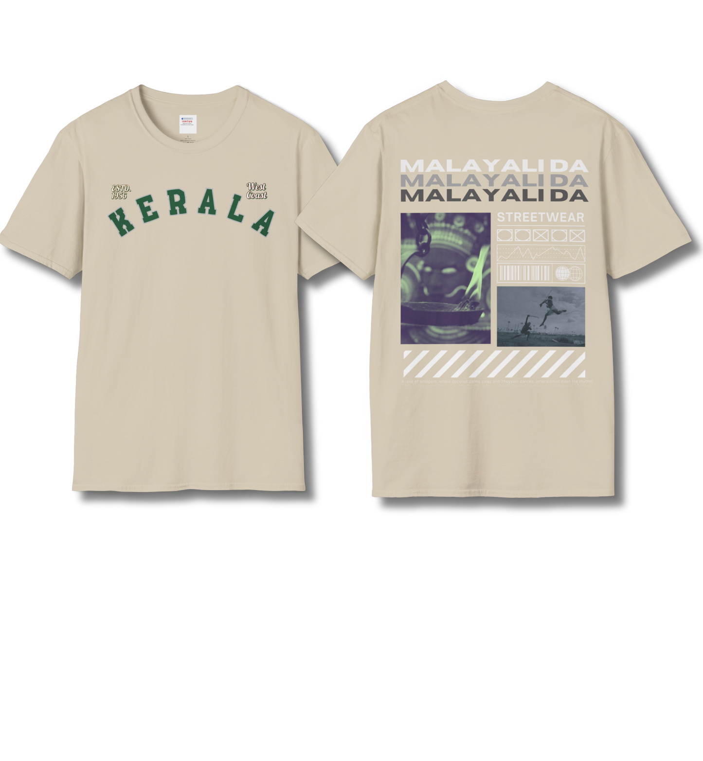 Kerala & Malayali Da - Backprint T Shirt