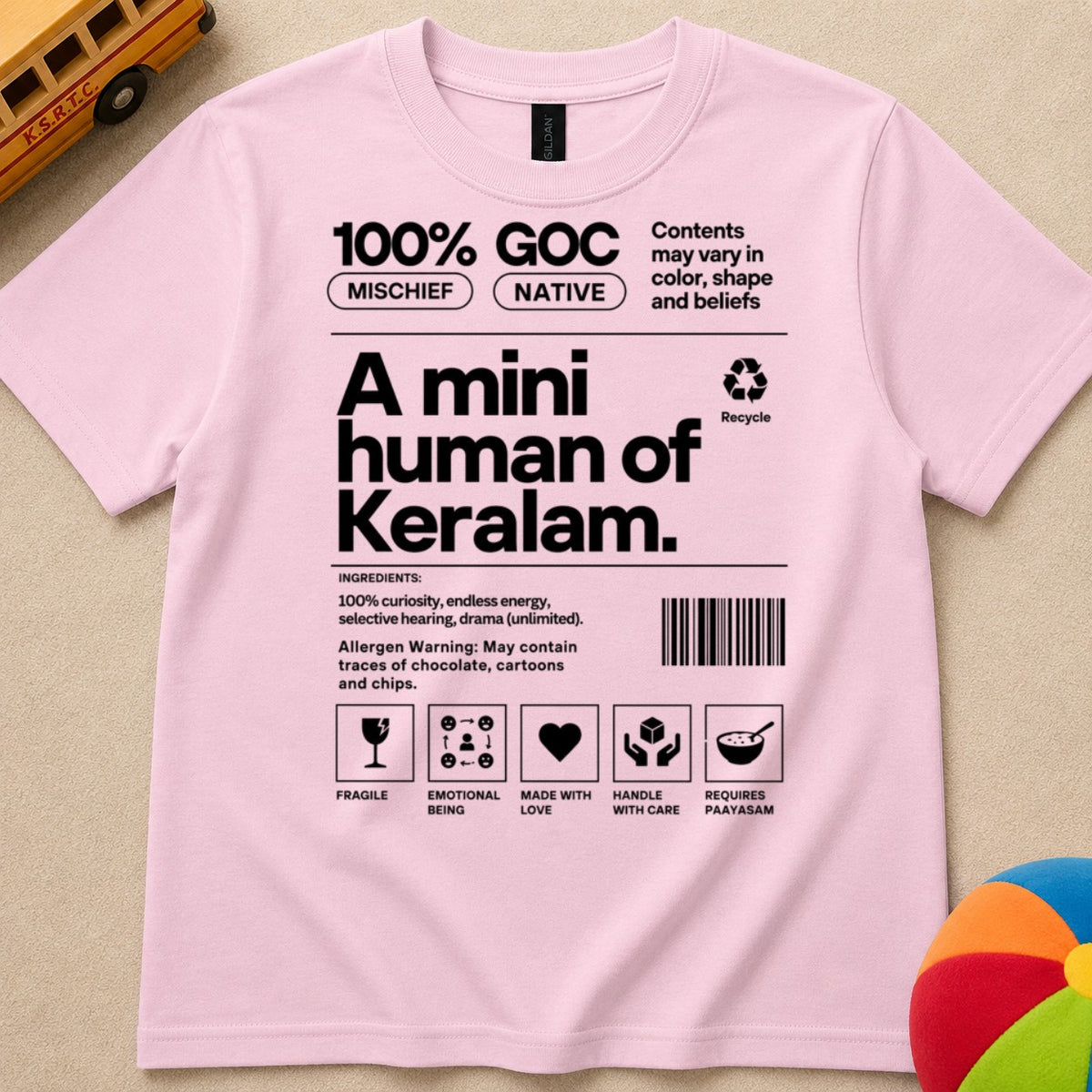 Mini Kerala Human Kids Unisex T Shirt