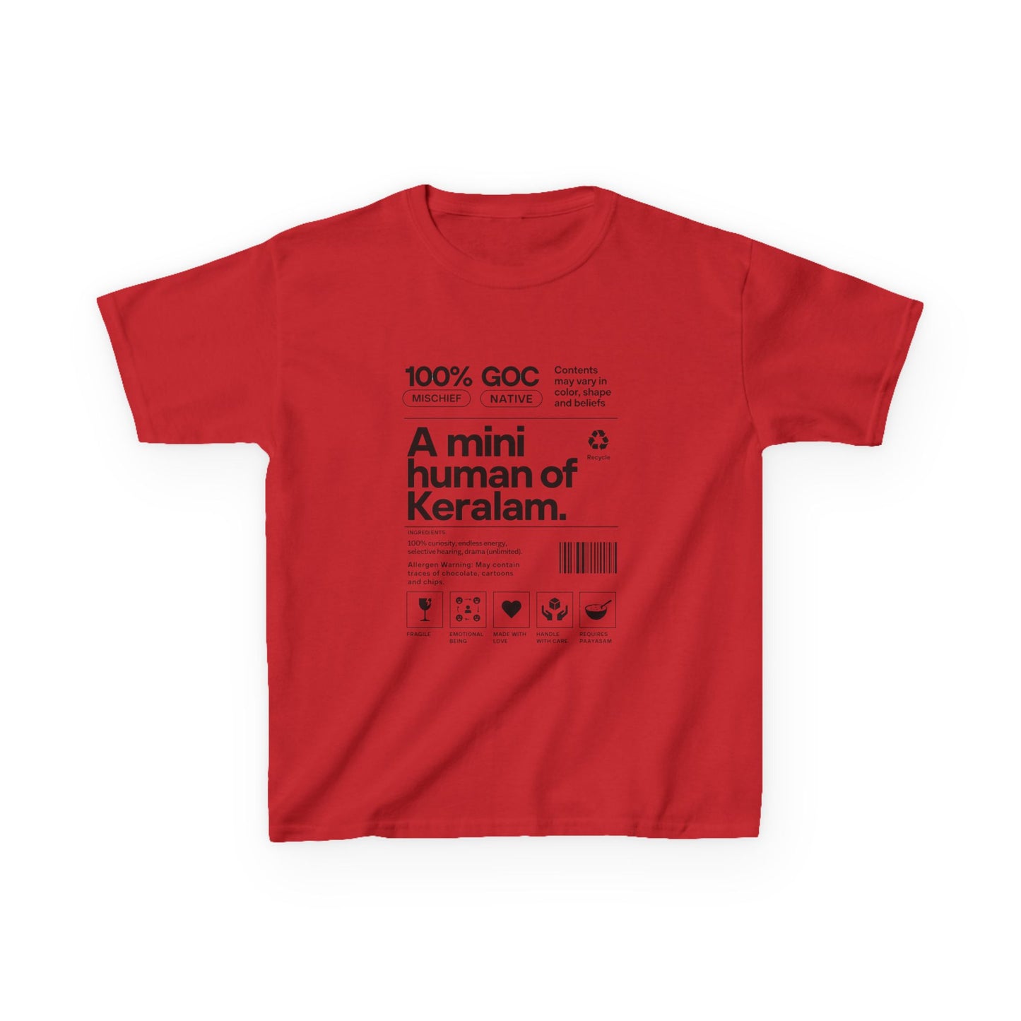 Mini Kerala Human Kids Unisex T Shirt