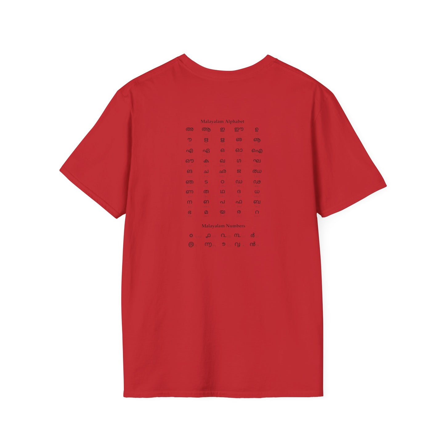 Old Malayalam Alphabet  - Backprint T Shirt