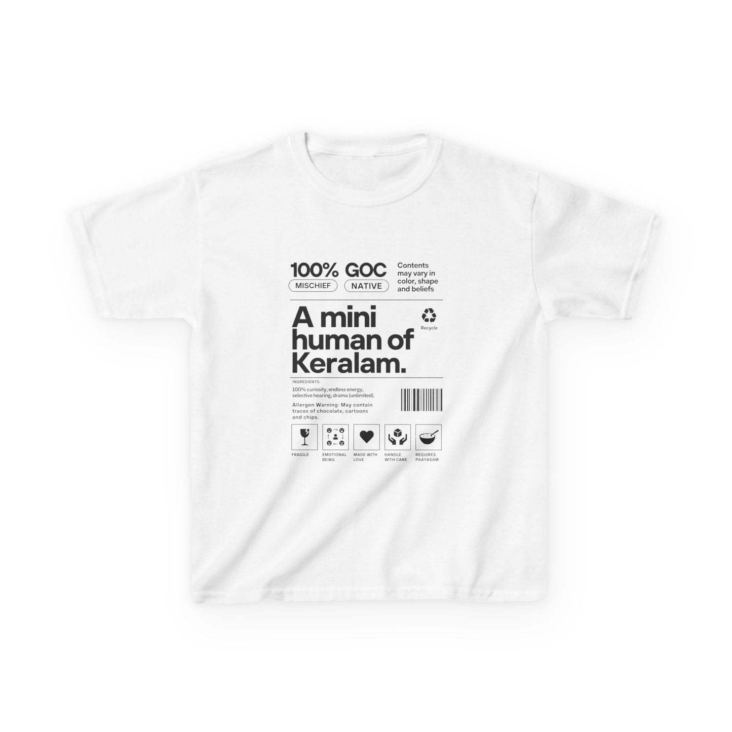 Mini Kerala Human Kids Unisex T Shirt