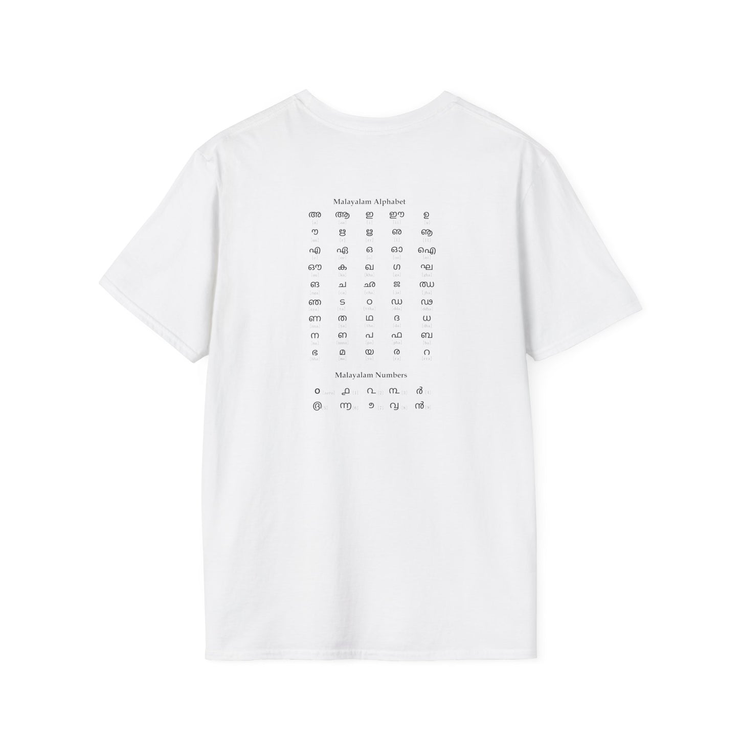 Old Malayalam Alphabet  - Backprint T Shirt