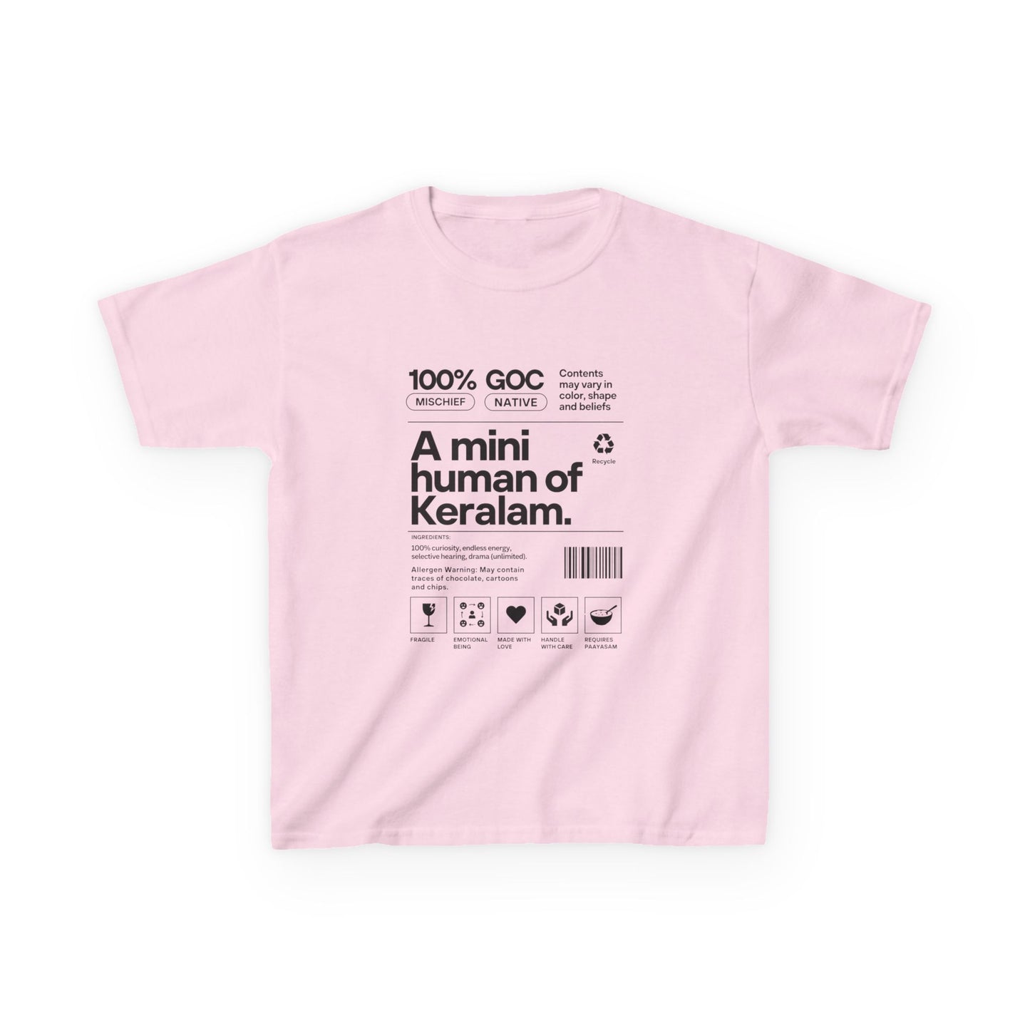 Mini Kerala Human Kids Unisex T Shirt