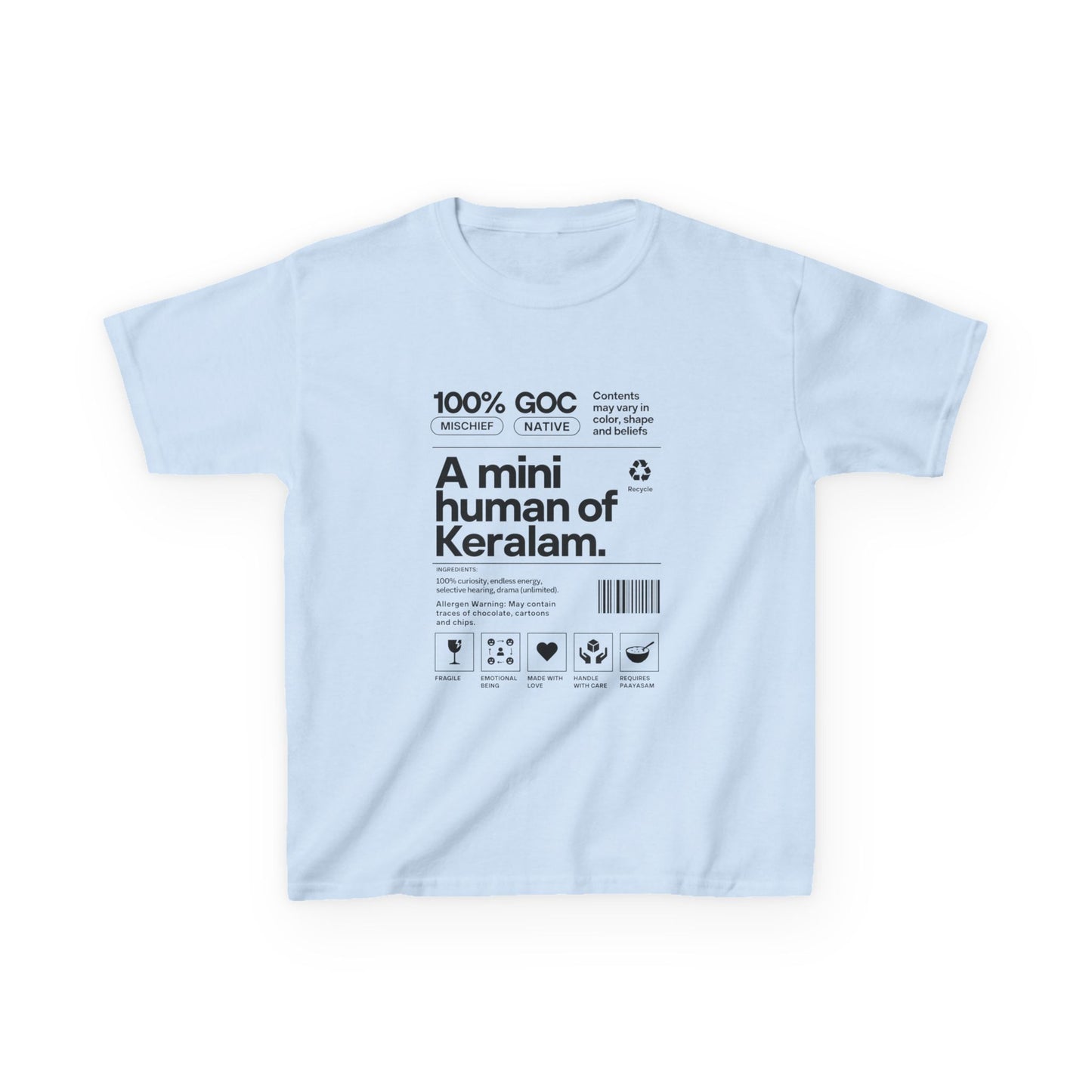 Mini Kerala Human Kids Unisex T Shirt