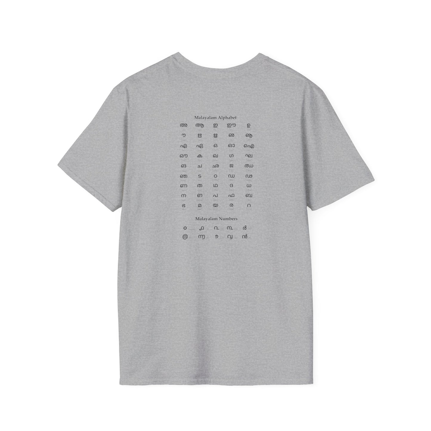 Old Malayalam Alphabet  - Backprint T Shirt