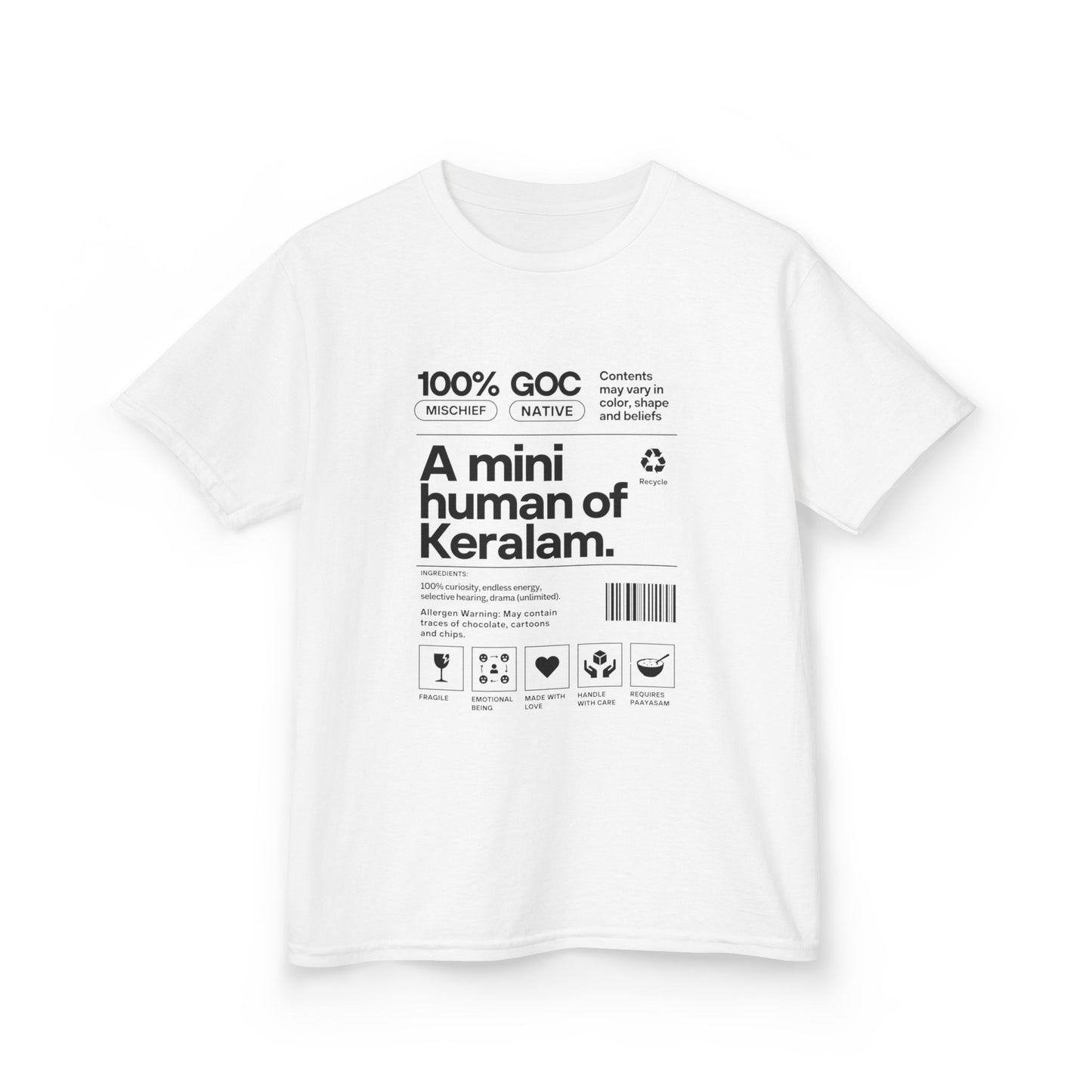 Mini Kerala Human Kids Unisex T Shirt