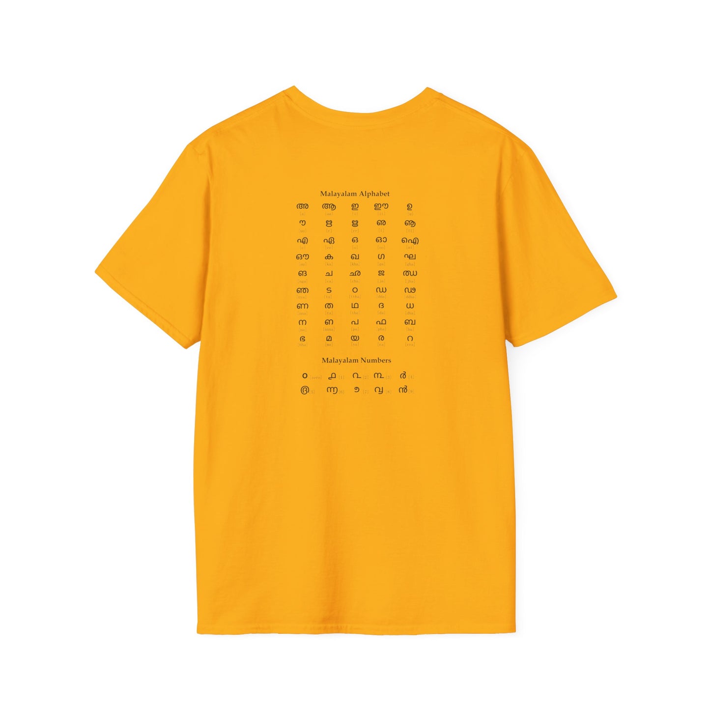 Old Malayalam Alphabet  - Backprint T Shirt