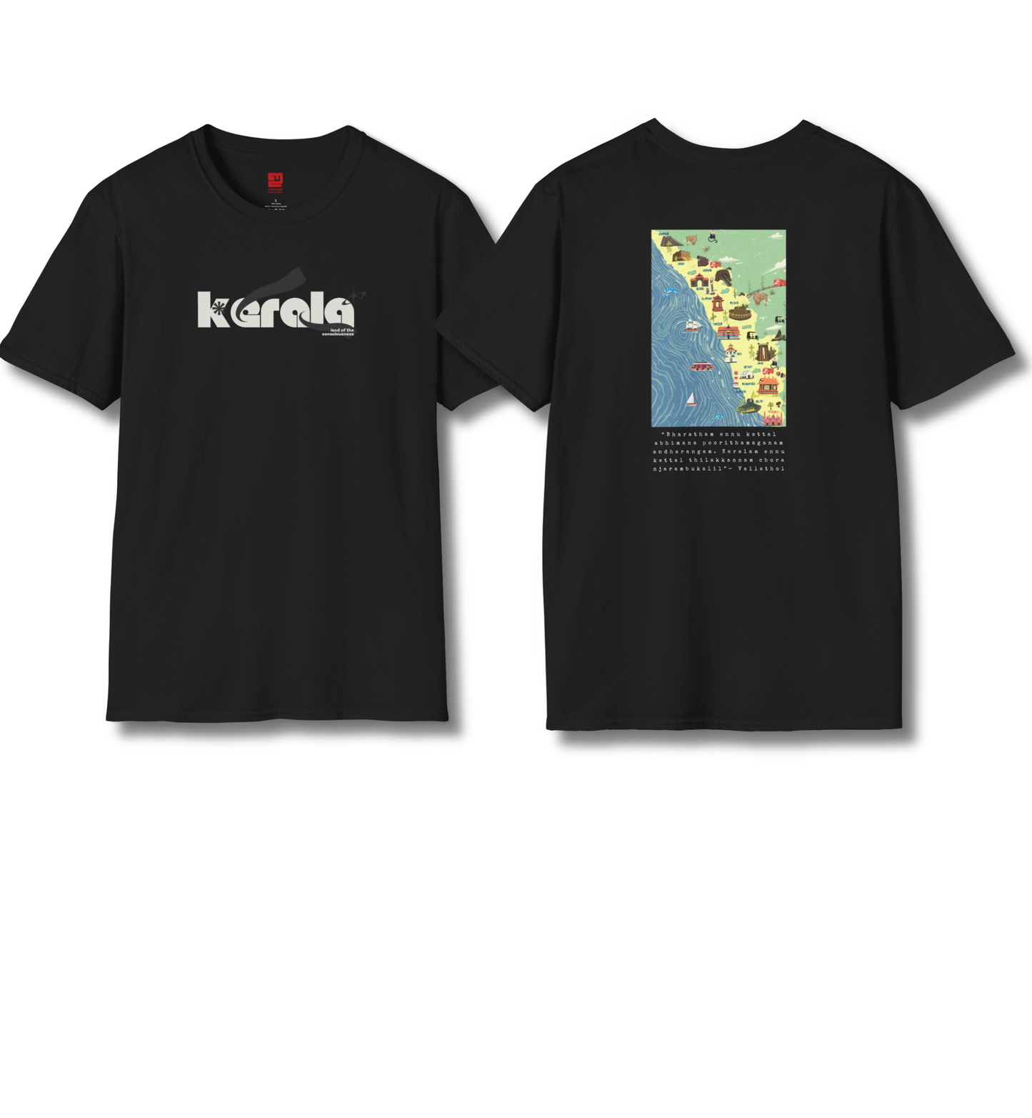 Kerala & Keralam Abhimanam Front & Backprint  - T Shirt