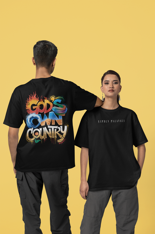 Simbly Malayali & God's Own Country Front & Back print  - T Shirt