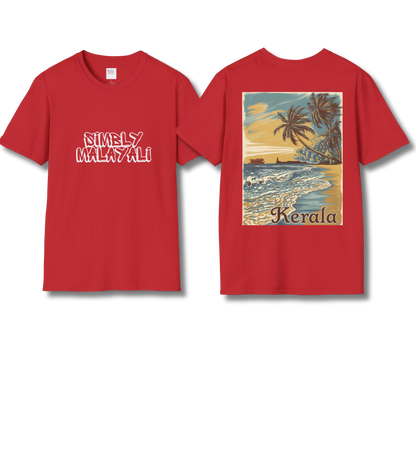Simbly Malayali & Kerala Beach Front & Backprint - T Shirt