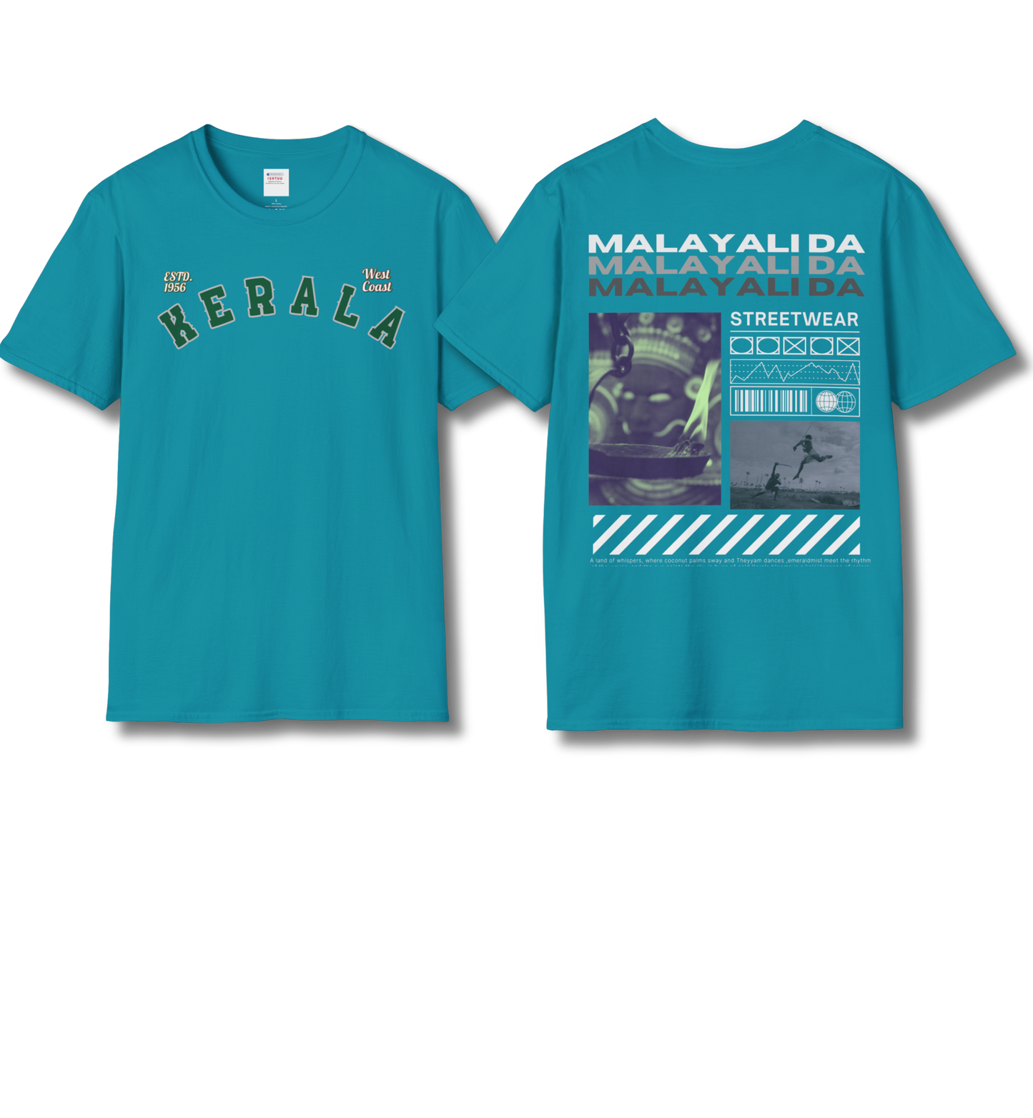 Kerala & Malayali Da - Backprint T Shirt