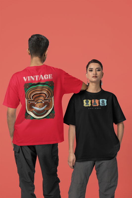 Kerala Vibes Vintage Theyyam Front & Back Print - T Shirt