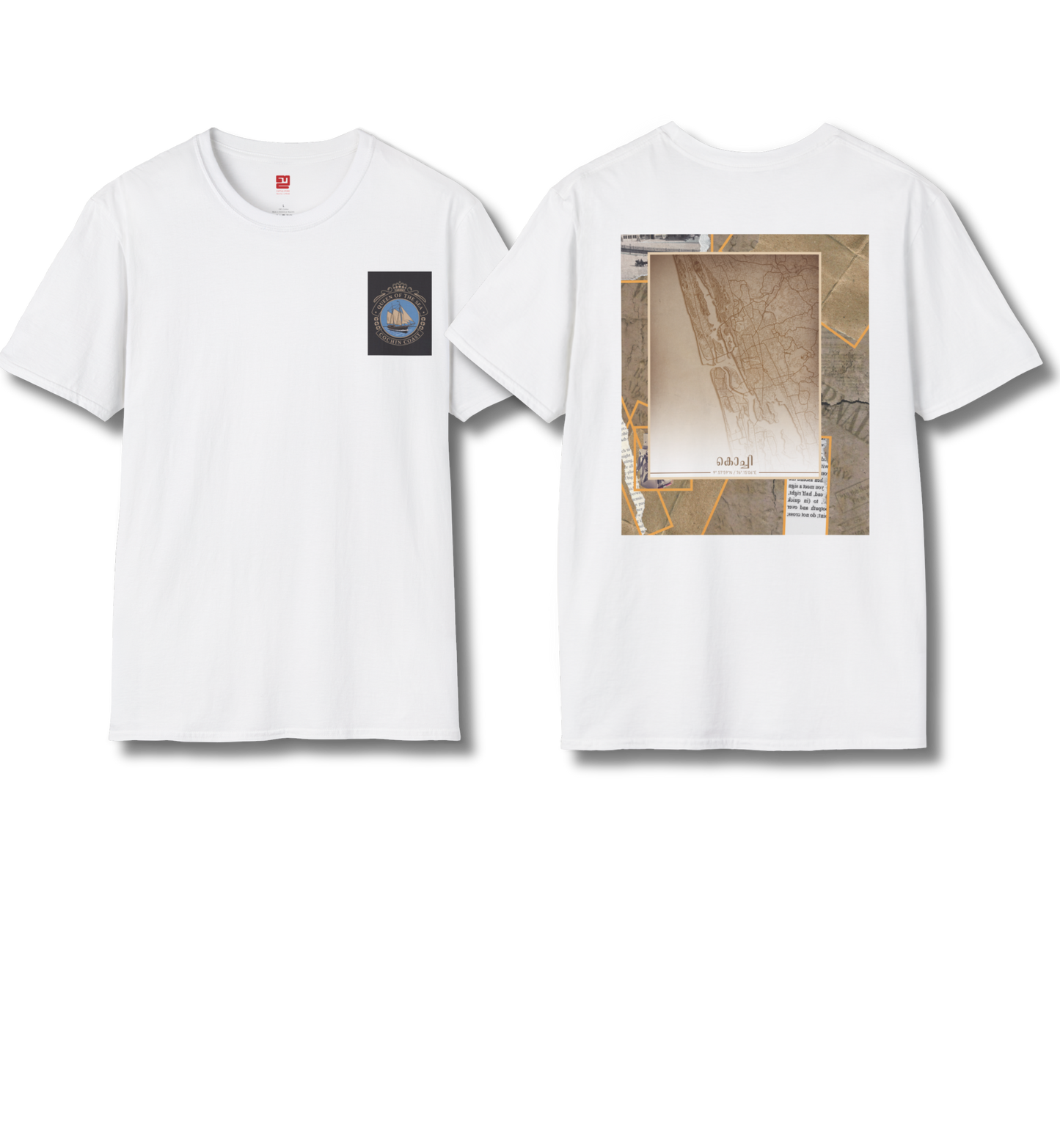 Kochi Queen & Vintage Map Front & Backprint - T Shirt